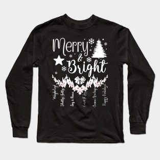 Merry & Bright Garland in Light Font Long Sleeve T-Shirt